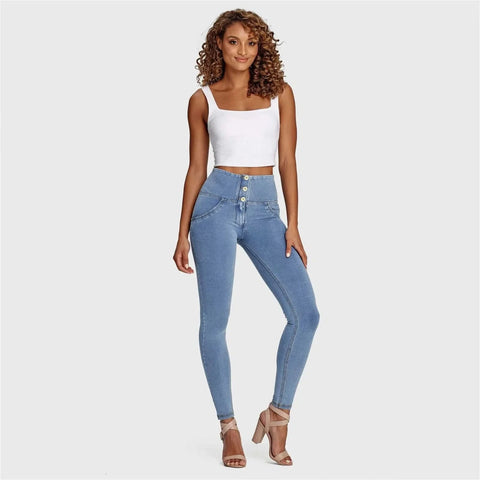 WRUP Denim - 3 Button High Waisted - Full Length - Light