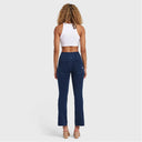 WRUP Denim - High Waisted - Petite Flare - Dark Blue + Blue Stitching