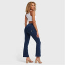 WRUP Denim - High Waisted - Petite Flare - Dark Blue + Blue Stitching
