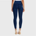 WRUP Denim - High Waisted - Petite Length - Dark Blue + Blue Stitching