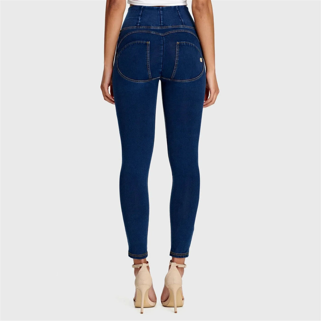 WR.UP® Denim - High Waisted - Petite Length - Dark Blue + Yellow Stitching