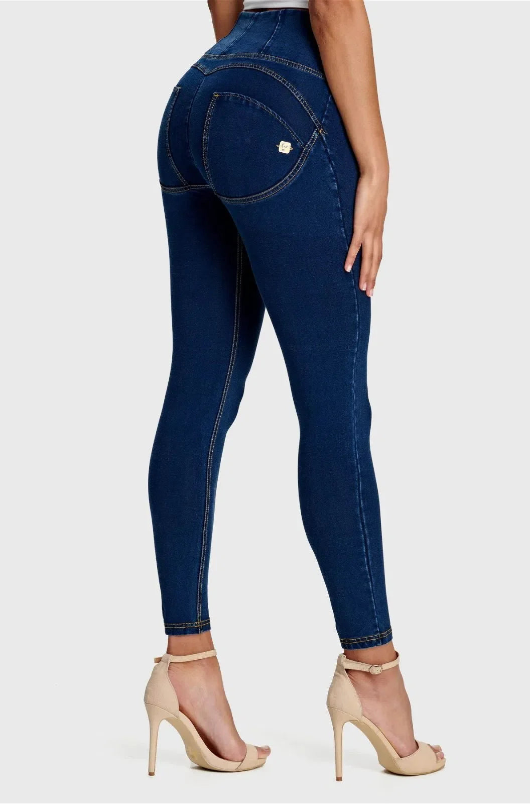 WR.UP® Denim - High Waisted - Petite Length - Dark Blue + Yellow Stitching