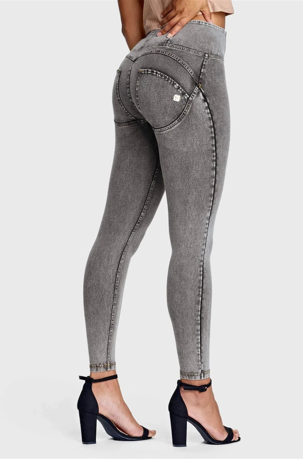 WR.UP® Denim - High Waisted - Petite Length - Grey + Yellow Stitching