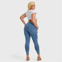 WRUP Denim - High Waisted - Petite Length - Light Blue + Blue Stitching