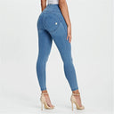 WRUP Denim - High Waisted - Petite Length - Light Blue + Blue Stitching