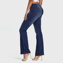 WRUP Denim - High Waisted - Flare - Dark Blue + Yellow Stitching