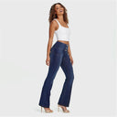 WRUP Denim - High Waisted - Flare - Dark Blue + Yellow Stitching