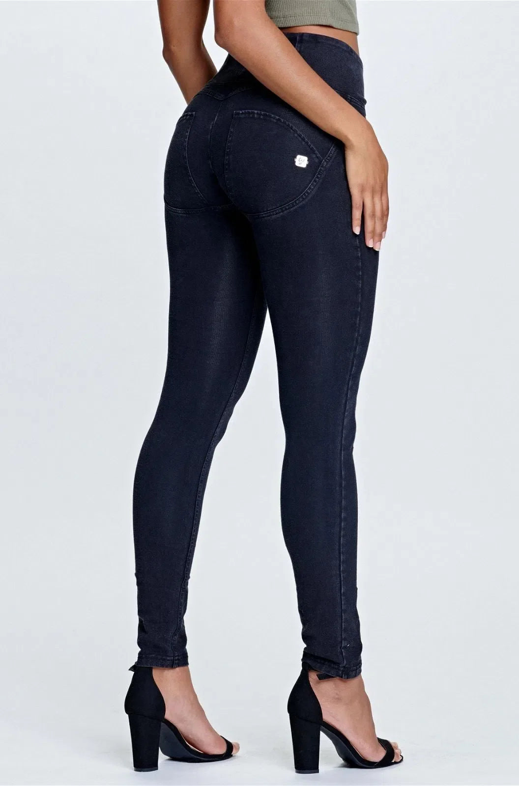 WRUP Denim - High Waisted - Full Length - Black + Black Stitching