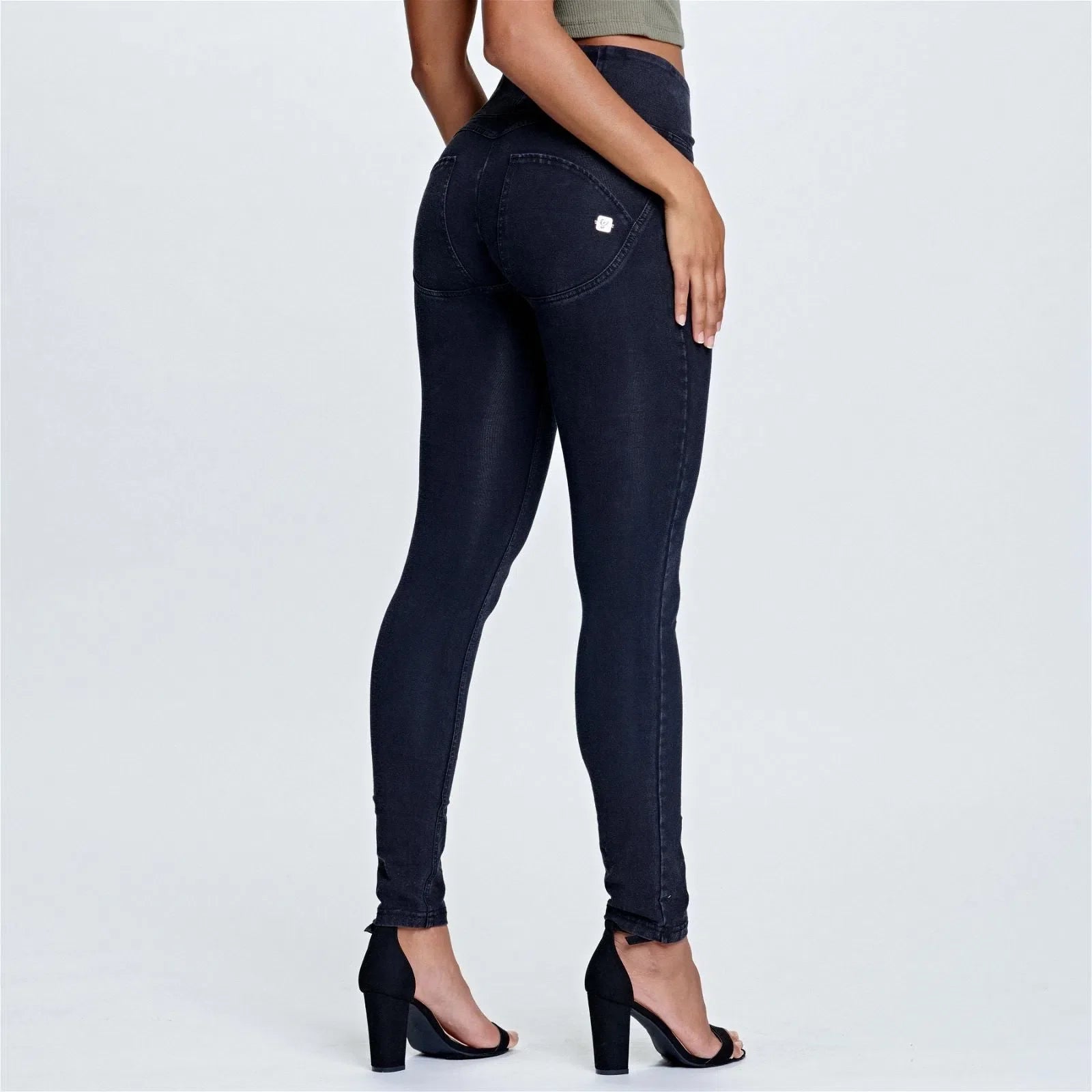 Denim WR.UP® - Cintura alta - Largo completo - Negro + costuras negras 1