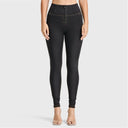 WRUP Denim - High Waisted - Full Length - Black + Yellow Stitching