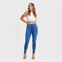 WRUP Denim - High Waisted - Full Length - Cobalt Blue + Blue Stitching