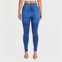 WRUP Denim - High Waisted - Full Length - Cobalt Blue + Blue Stitching