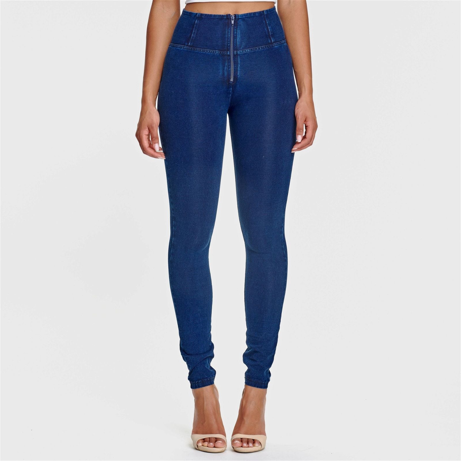 WR.UP® Denim - High Waisted - Full Length - Dark Blue + Blue Stitching 2