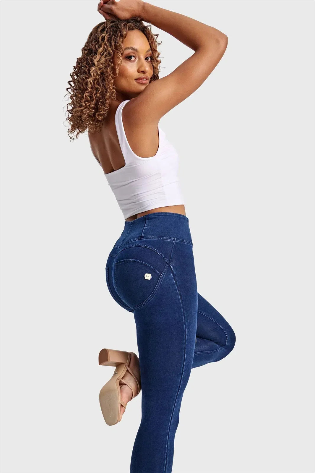 WRUP Denim - High Waisted - Full Length - Dark Blue + Blue