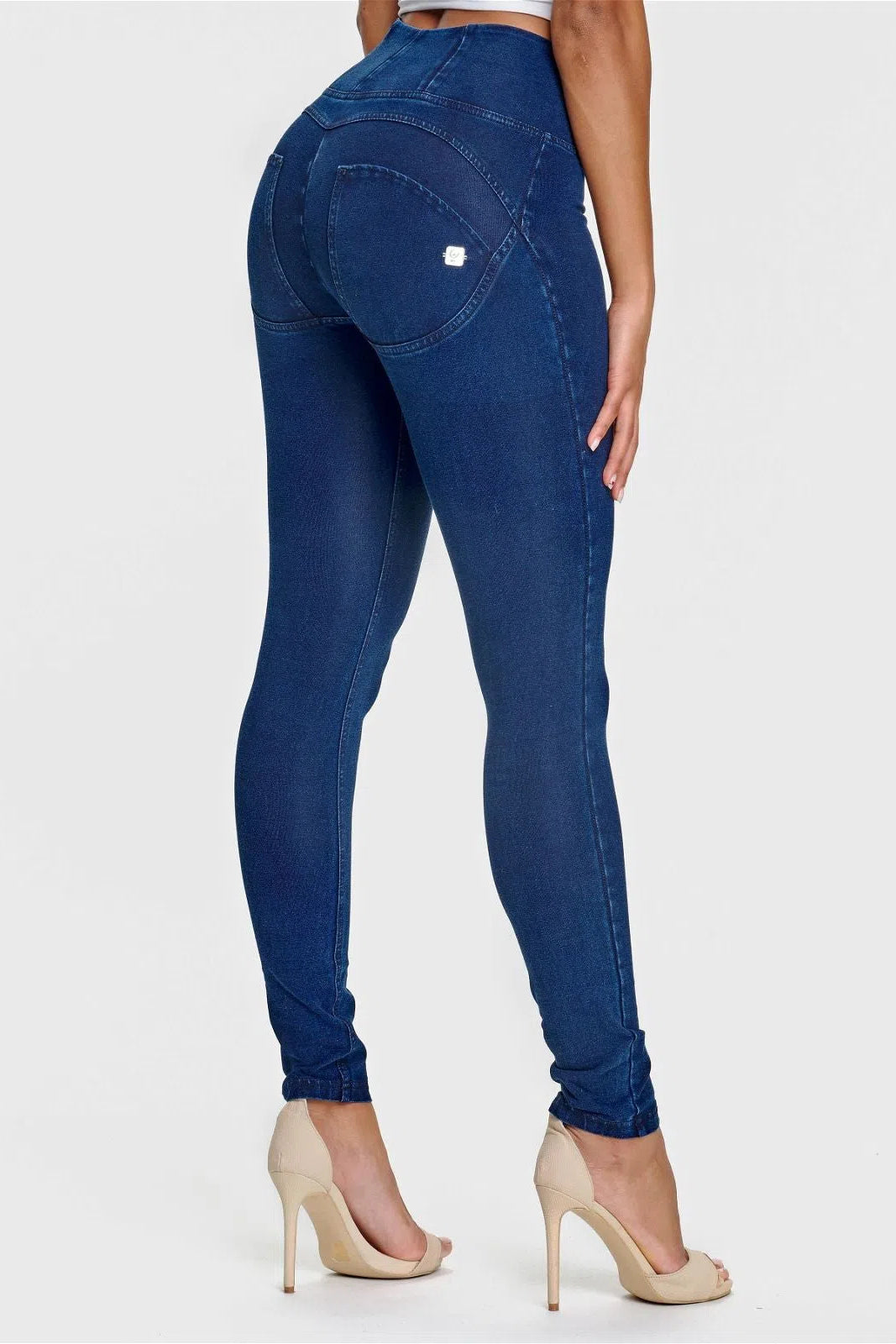 WR.UP® Denim - High Waisted - Full Length - Dark Blue + Blue Stitching 1