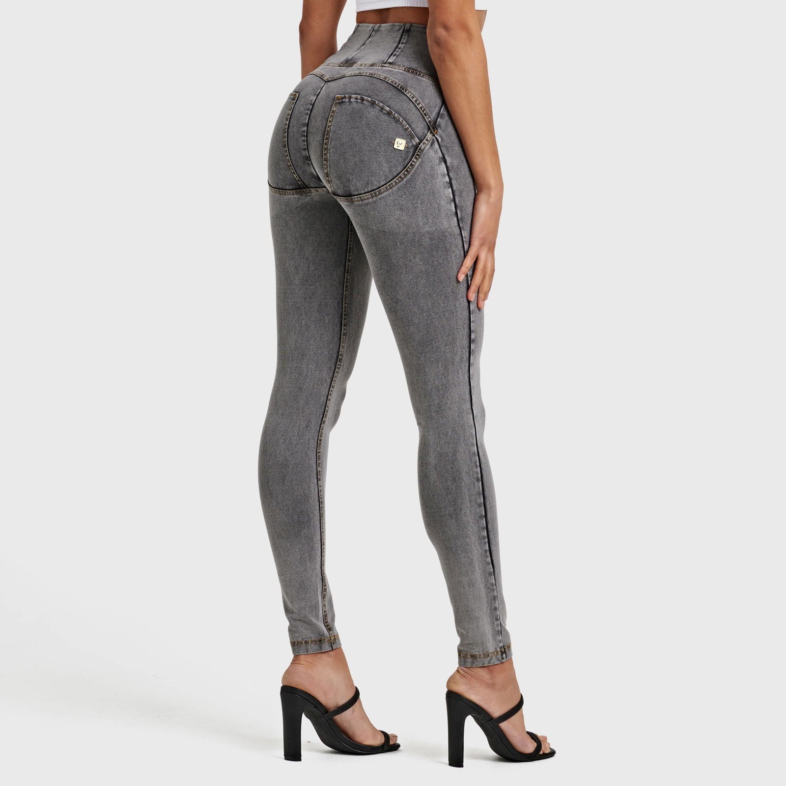 WR.UP® Denim - High Waisted - Full Length - Grey + Yellow Stitching 1