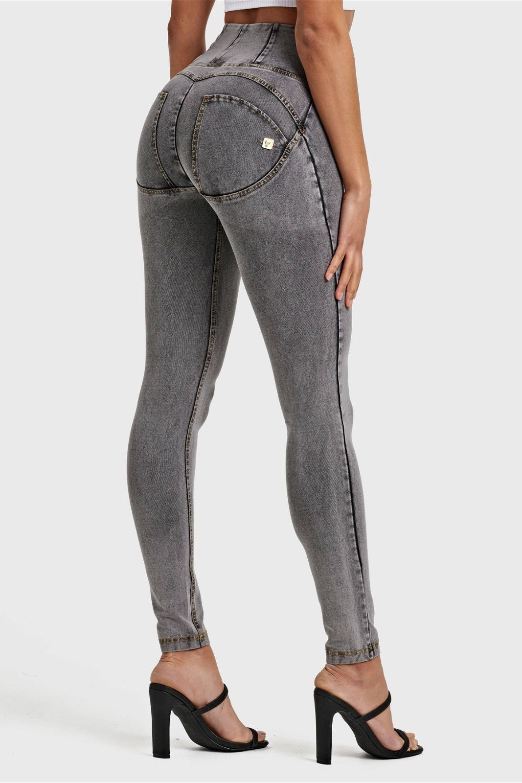 WR.UP® Denim - High Waisted - Full Length - Grey + Yellow Stitching 1