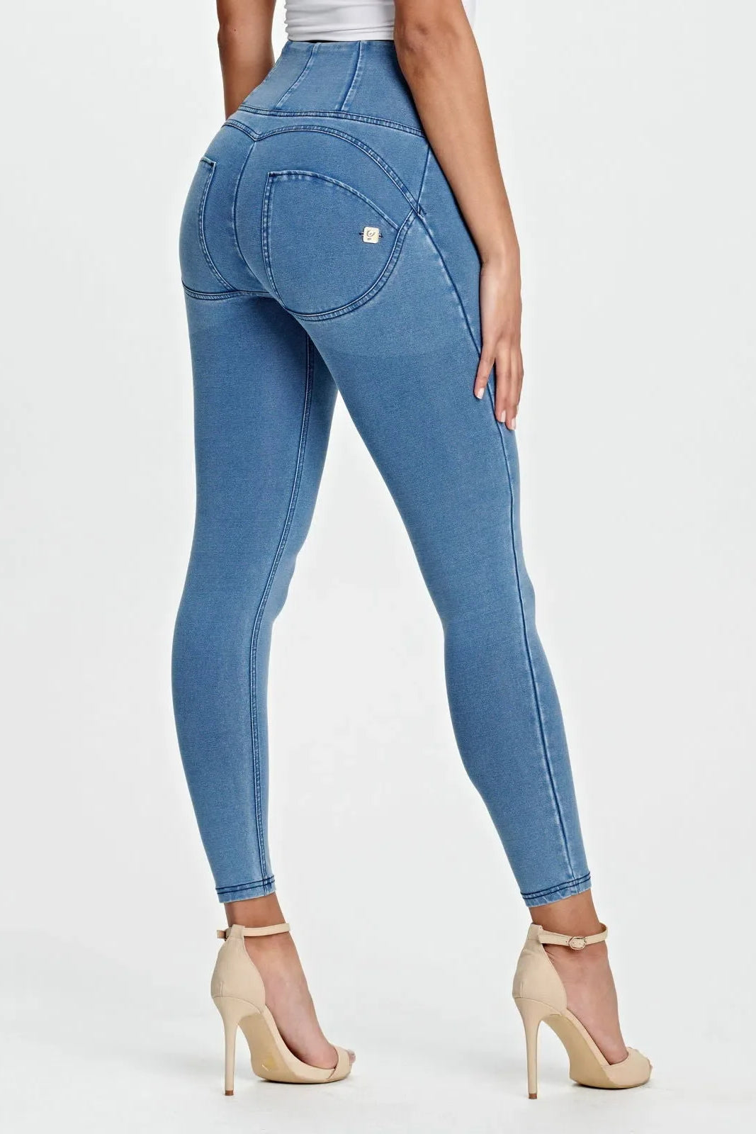 WR.UP® Denim - High Waisted - Full Length - Light Blue + Blue Stitching 3