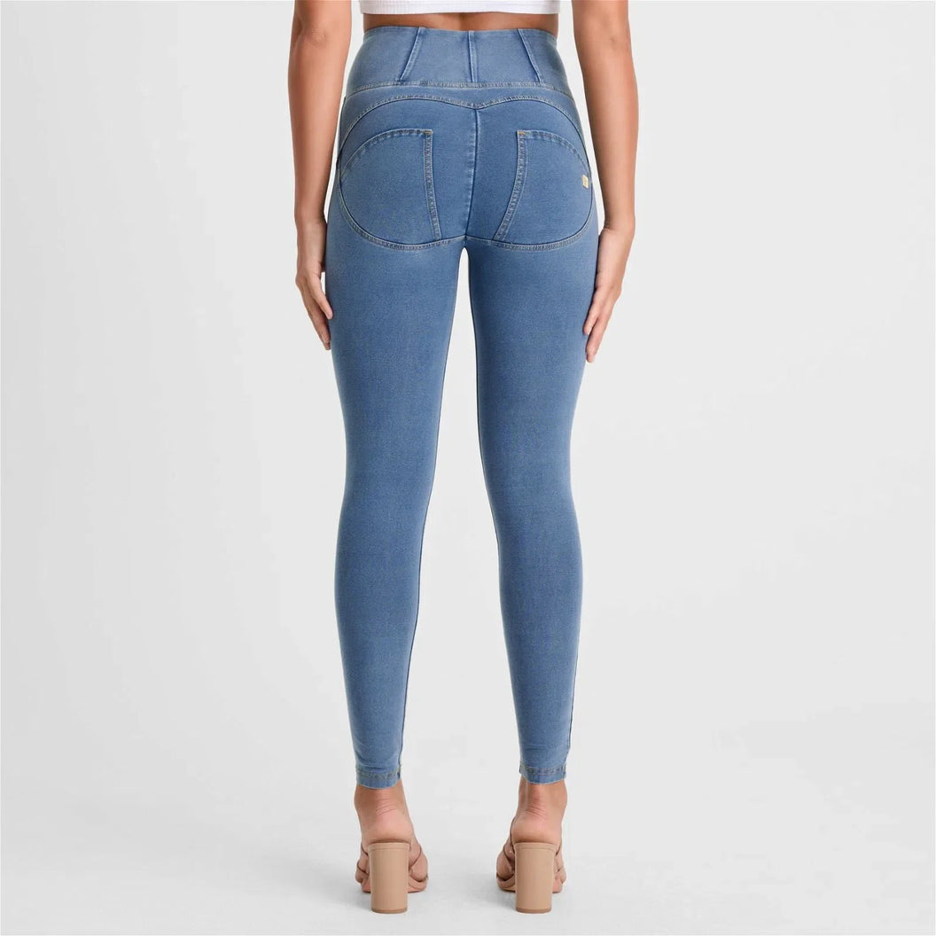 Light Blue + Yellow Stitching High Waisted Full Length WRUP