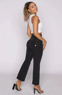 WRUP Denim - High Waisted - Kick Flare - Black + Black Stitching