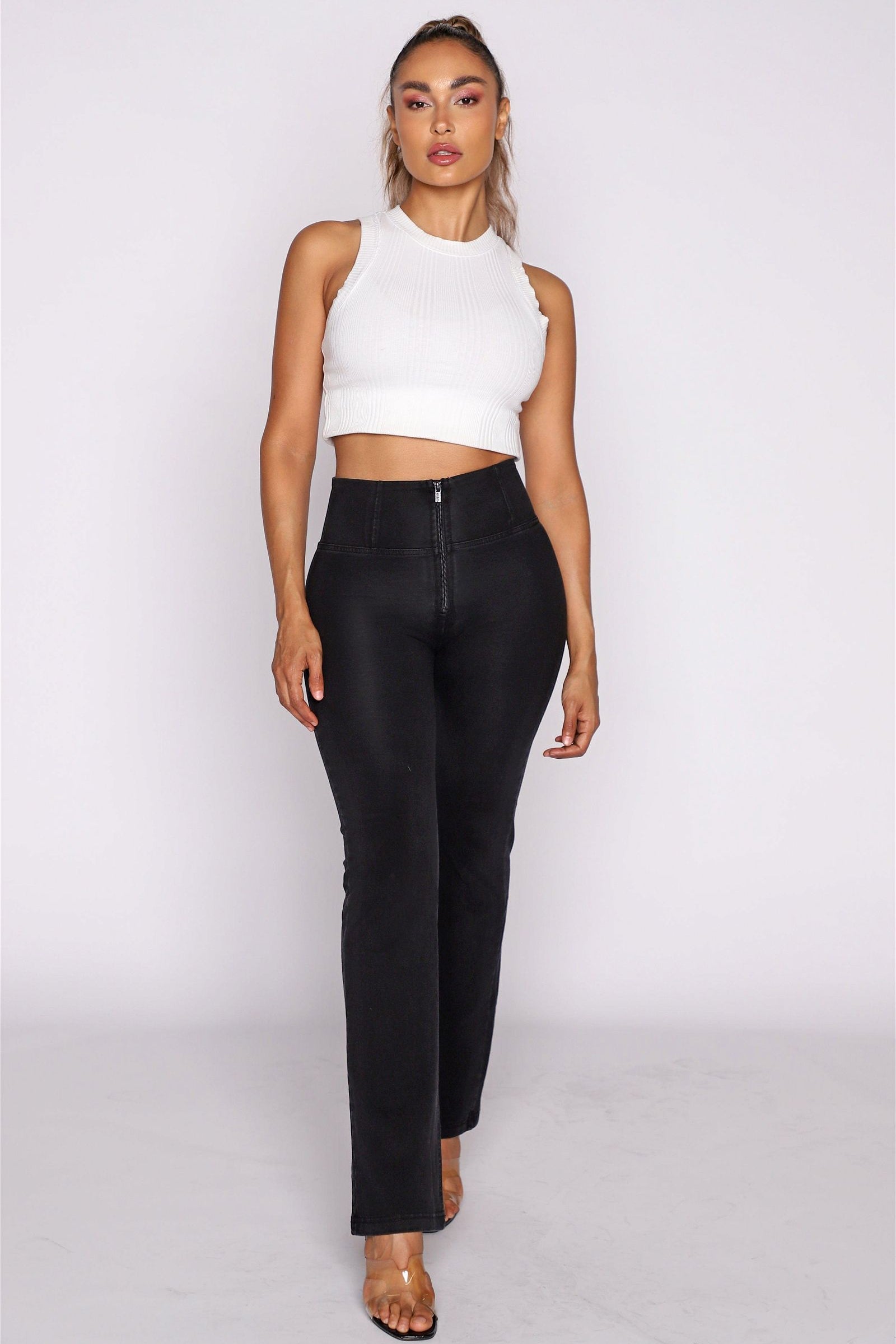 WR.UP® Denim - High Waisted - Petite Flare - Black + Black Stitching 2