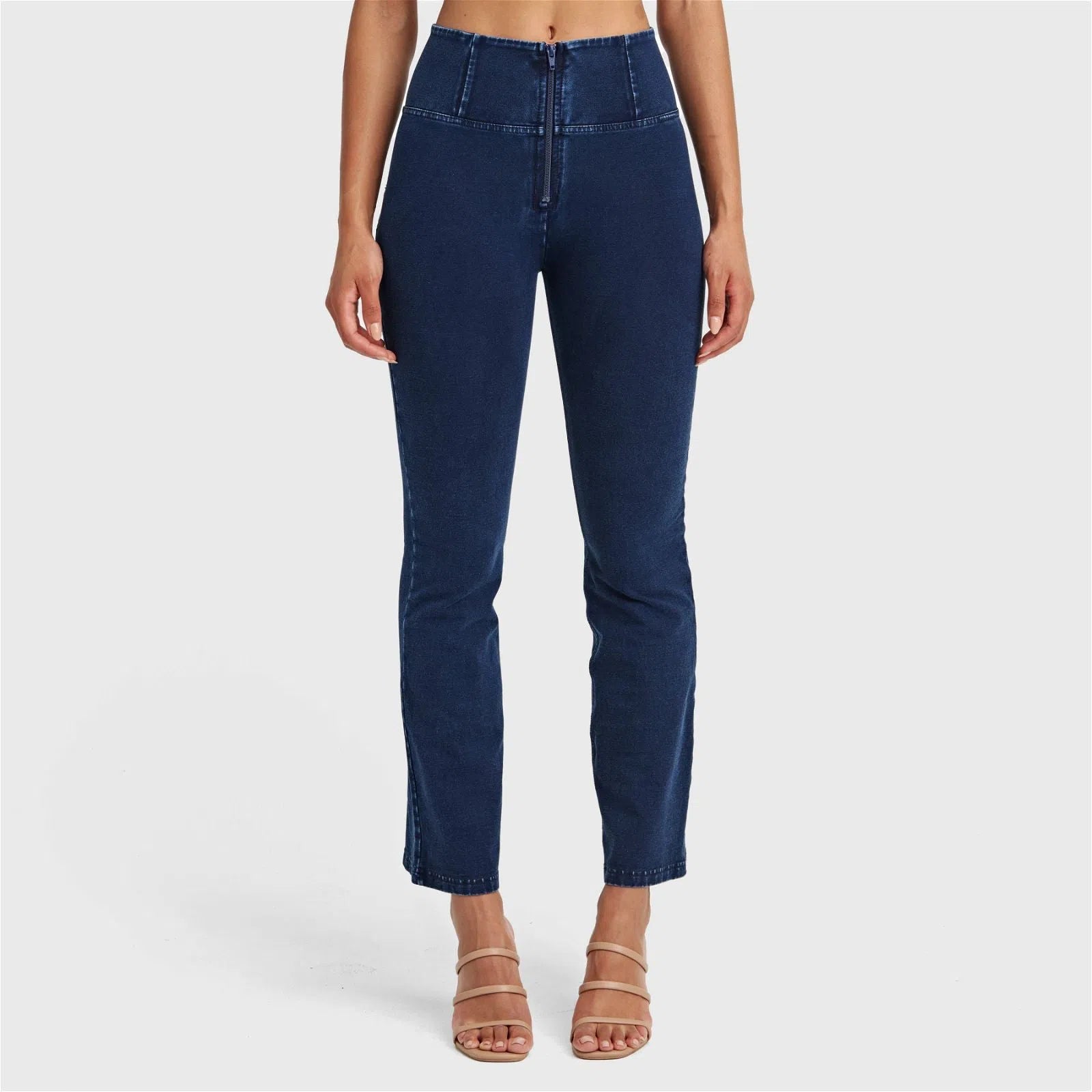 WR.UP® Denim - High Waisted - Petite Flare - Dark Blue + Blue Stitching 2