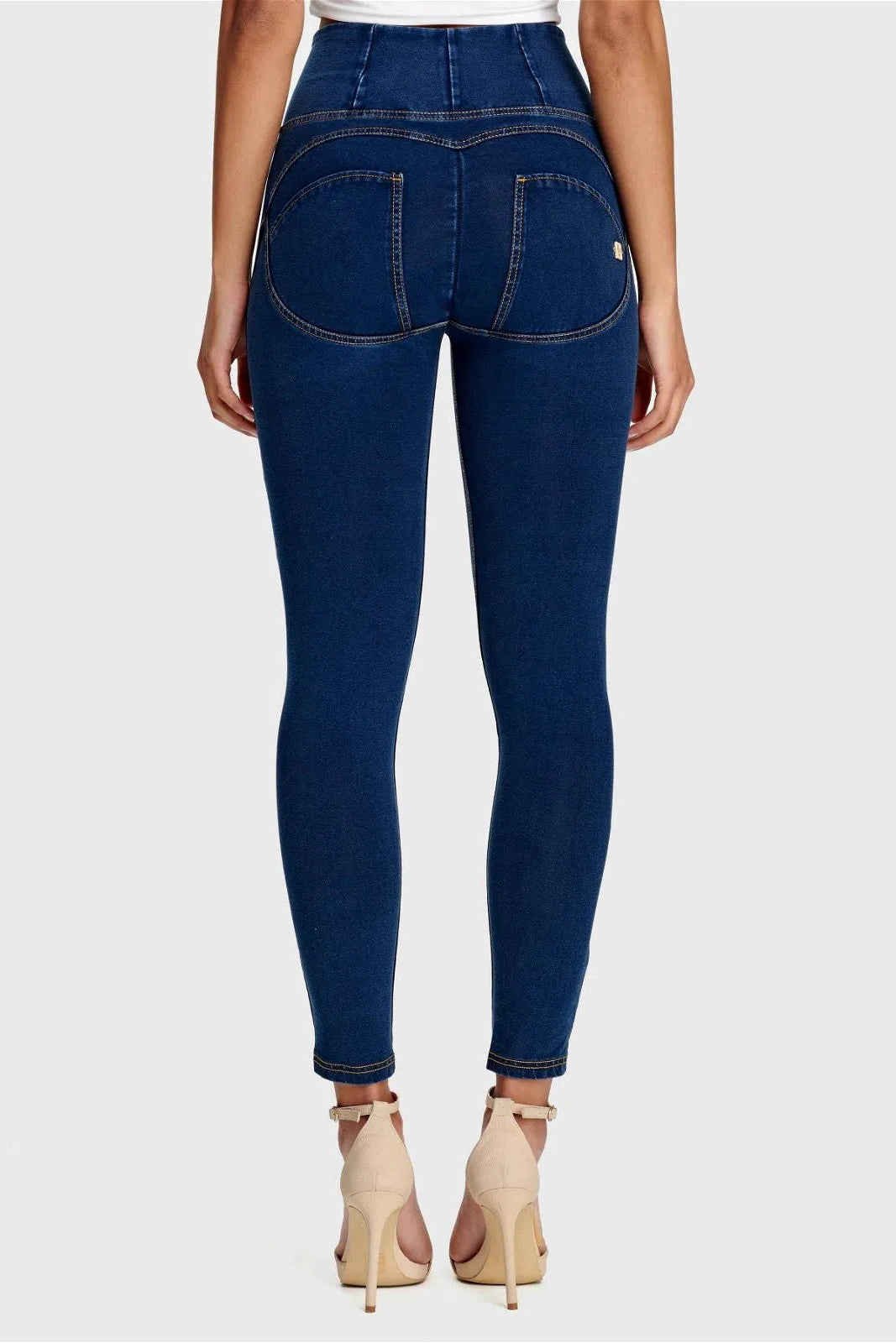 WR.UP® Denim - High Waisted - Petite Length - Dark Blue + Yellow Stitching 3