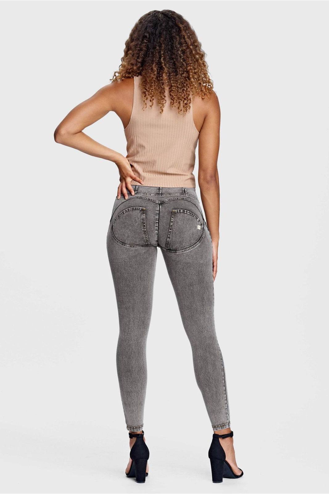 WR.UP® Denim - High Waisted - Petite Length - Grey + Yellow Stitching 3