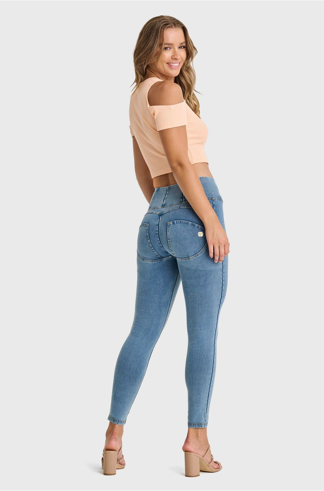 WR.UP® Denim - High Waisted - Petite Length - Light Blue + Yellow Stitching