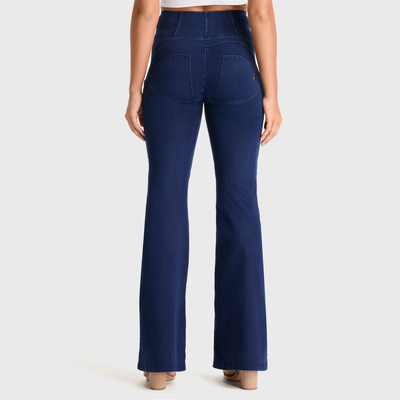 WR.UP® Denim -  High Waisted - Super Flare - Dark Blue + Blue Stitching 2