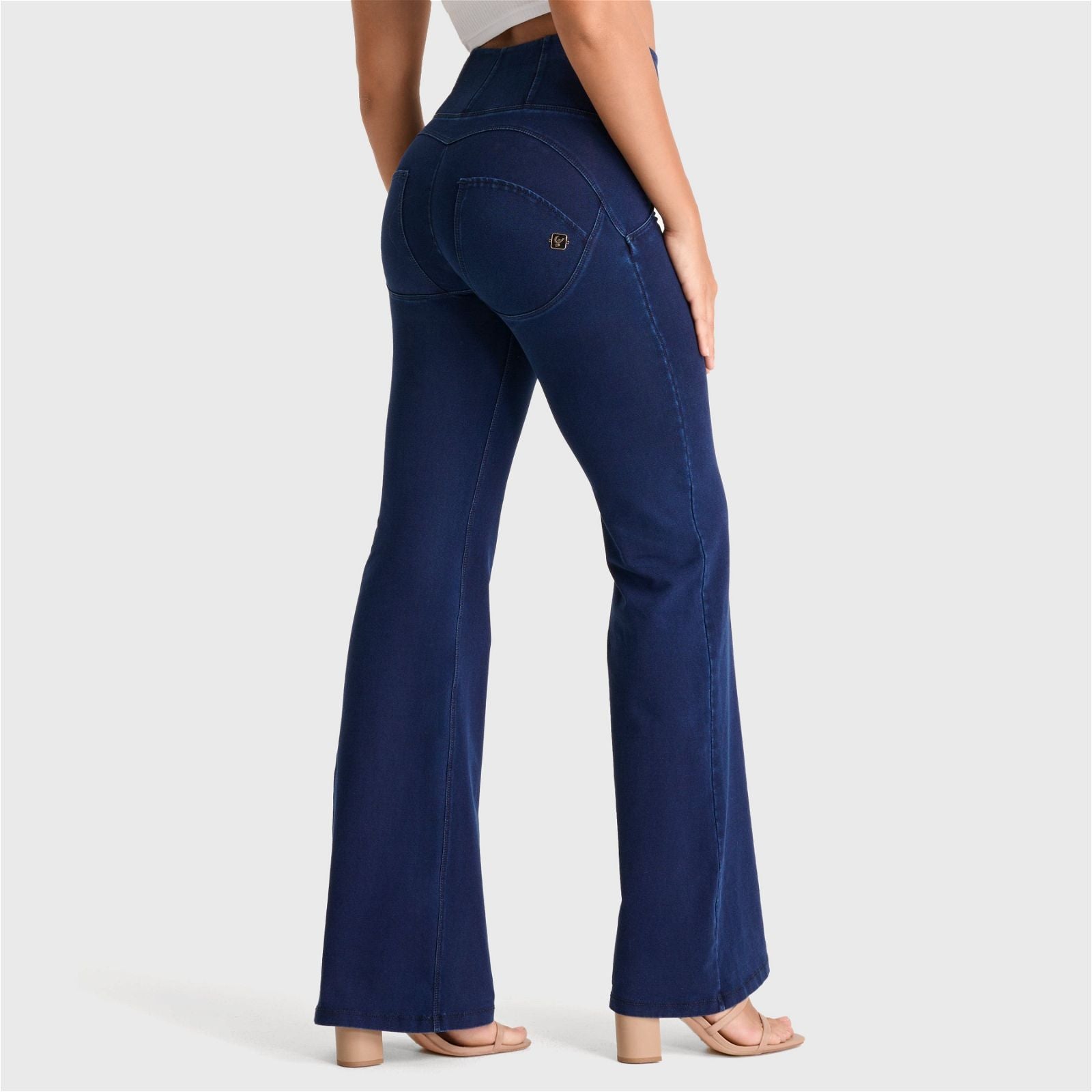 WR.UP® Denim -  High Waisted - Super Flare - Dark Blue + Blue Stitching 1