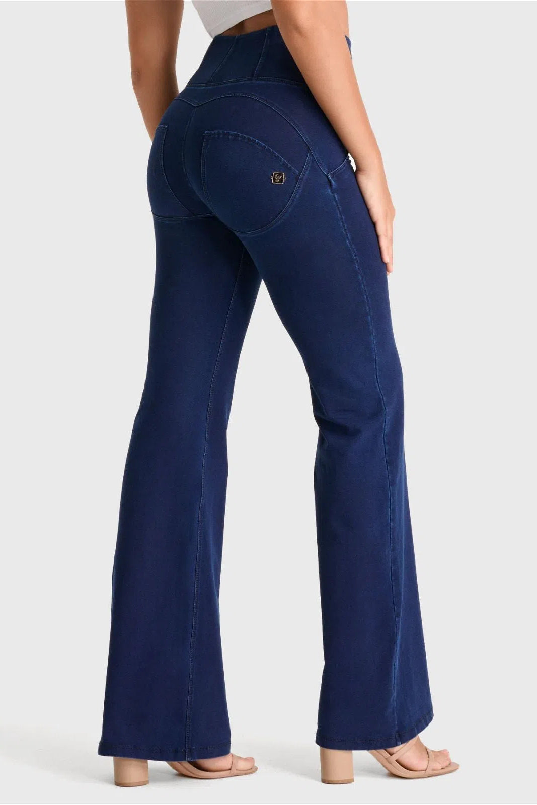 WR.UP® Denim -  High Waisted - Super Flare - Dark Blue + Blue Stitching 1