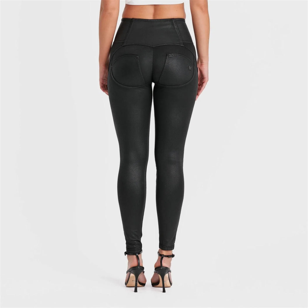 Coated Black + Black Stitching High Waisted Full Length WRUP Coated Black + Black Stitching High Waisted Full Length WRUP