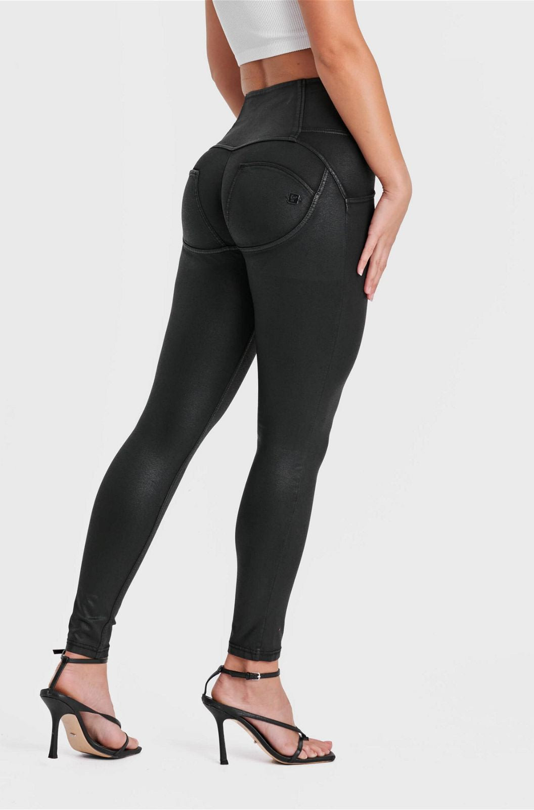 WR.UP® Denim Limited Edition - High Waisted - Full Length - Coated Black + Black Stitching