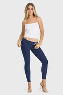 WRUP Denim - Low Rise - Petite Length - Dark Blue + Blue Stitching