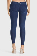 WRUP Denim - Low Rise - Petite Length - Dark Blue + Blue Stitching