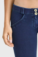 WRUP Denim - Low Rise - Petite Length - Dark Blue + Blue Stitching