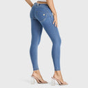 WRUP Denim - Low Rise - Petite Length - Light Blue + Yellow Stitching
