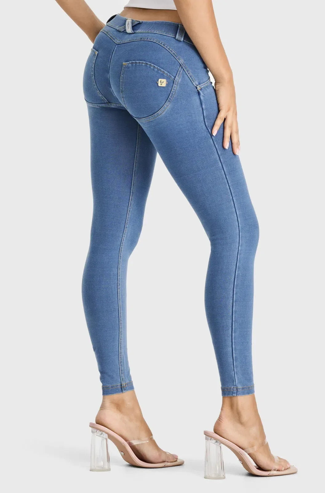 WRUP Denim - Low Rise - Petite Length - Light Blue + Yellow Stitching