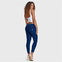 WRUP Denim - Mid Rise - Petite Length - Dark Blue + Blue Stitching