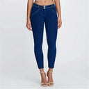 WRUP Denim - Mid Rise - Petite Length - Dark Blue + Yellow Stitching