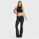 WRUP Denim - Mid Rise - Bell Bottom Flare - Black + Black Stitching