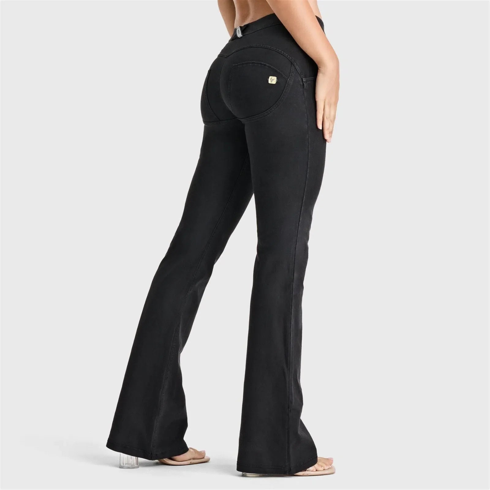 WRUP Denim - Mid Rise - Bell Bottom Flare - Black + Black Stitching 1