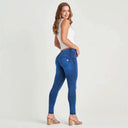 WRUP Denim - Mid Rise - Full Length - Cobalt Blue + Blue Stitching