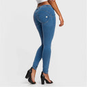 WRUP Denim - Mid Rise - Full Length - Light Blue + Yellow Stitching