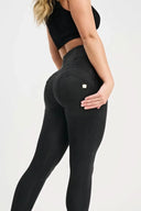 WRUP Denim with Feature Seam - High Waisted - Petite Length - Black + Black Stitching