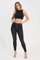 WRUP Denim with Feature Seam - High Waisted - Petite Length - Black + Black Stitching