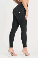 WRUP Denim with Feature Seam - High Waisted - Petite Length - Black + Black Stitching
