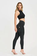 WRUP Denim with Feature Seam - High Waisted - Petite Length - Black + Black Stitching