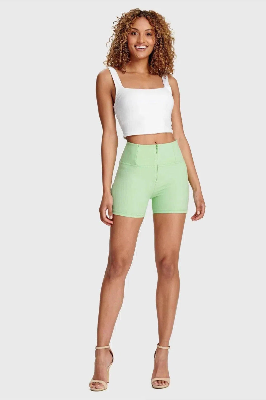 WR.UP® Moda - Cintura Alta - Shorts - Verde Pastel 3